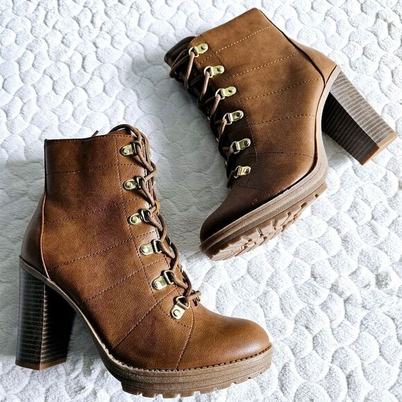 New G by Guess brown boots booties preppy western classy classic 8.5 - Picture 1 of 8